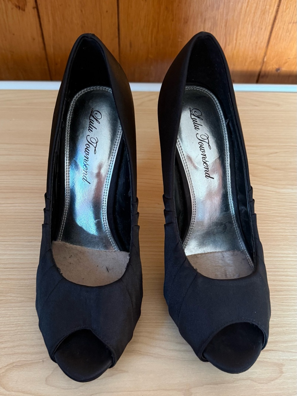 Lulu Townsend Black Peep-Toe Heels